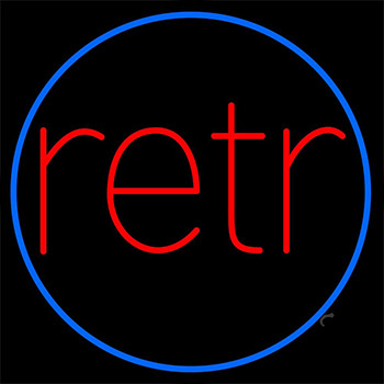 Blue Border Red Retro Circle Neon Sign