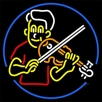 Boy Playing Violin Neon Sign
