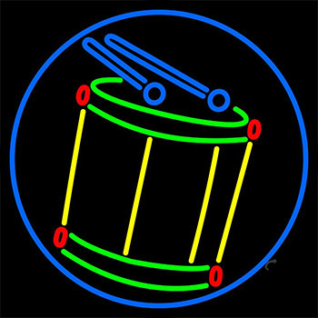 Drum With Musical Note Neon Sign