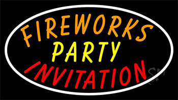 Fireworks Party Invitation In A Neon Sign