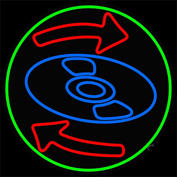 Pink Cd With Arrow Neon Sign