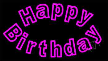 Pink Happy Birthday Neon Sign
