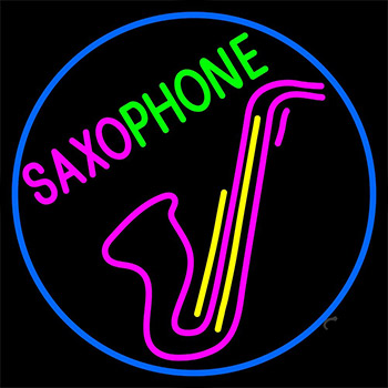 Pink Saxophone Red Logo Neon Sign
