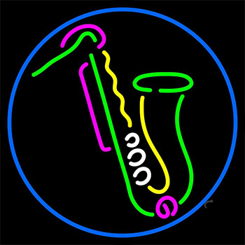 Saxophone Yellow Logo Neon Sign