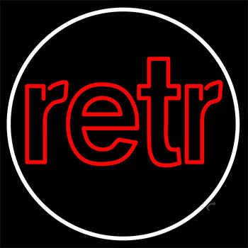 White Border Red Retro Circle Neon Sign