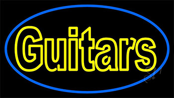Yellow Guitars Green Line Neon Sign