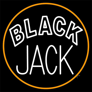 Blackjack White Neon Sign