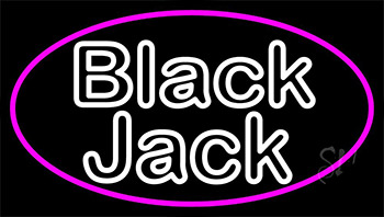 Blackjack White Neon Sign