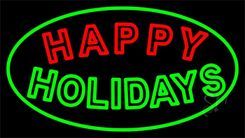 Double Stroke Happy Holidays Neon Sign