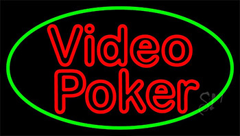 Red Video Poker Neon Sign