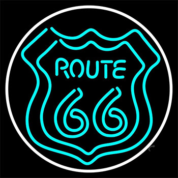 Turquoise Double Stroke Route 66 Neon Sign