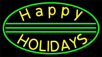Yellow Happy Holidays Neon Sign