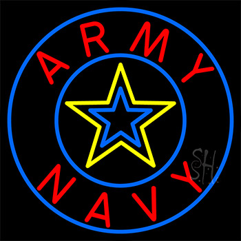 Army And Navy With Blue Neon Sign