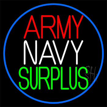 Army Navy Surplus Blue Neon Sign