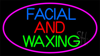 Blue Facial And Waxing With Pink Neon Sign