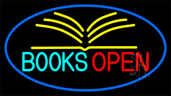 Books Red Open Neon Sign