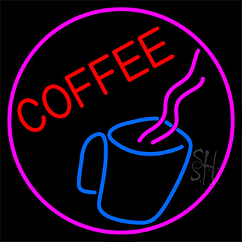 Coffee Cup With Pink Steam Neon Sign