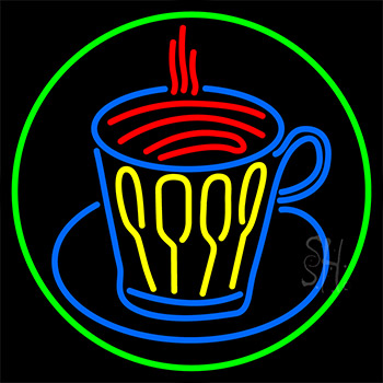 Coffee Glass With Spoon Neon Sign