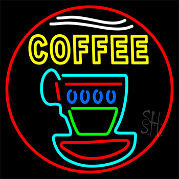 Double Stroke Yellow Coffee Neon Sign