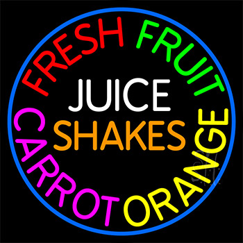 Fresh Fruit Juice Carrot Orange Shakes Neon Sign