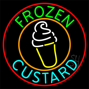 Green Frozen Custard With Logo Neon Sign