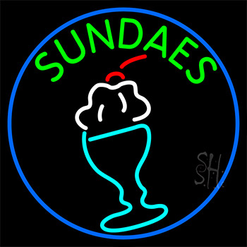 Green Sundaes Cone Neon Sign