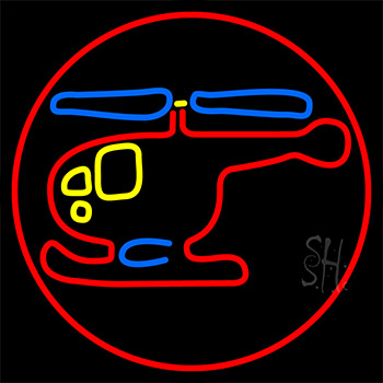 Helicopter Circle Neon Sign
