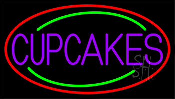 Purple Cupcakes With Cupcake In Between Neon Sign