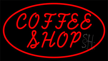 Red Coffee Shop With Red Border Neon Sign