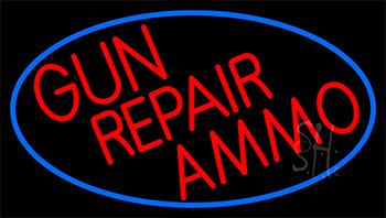 Red Gun Repair Ammo Neon Sign