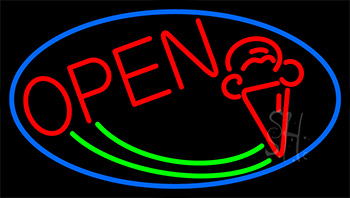 Red Ice Cream Cone Neon Sign