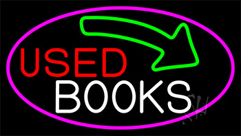 Used Books With Arrow Neon Sign