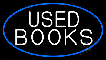 Used Books With Blue Border Neon Sign