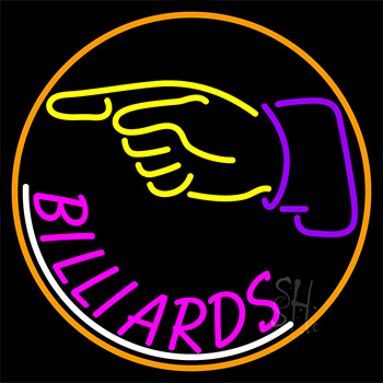 Billiards With Hand Logo 1 Neon Sign