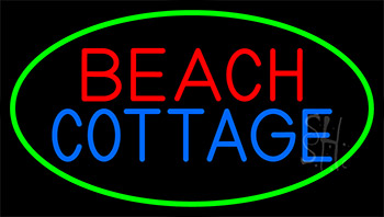 Beach Cottage With Green Border Neon Sign