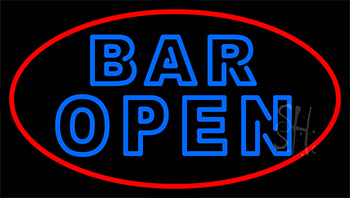 Blue Bar Open Double Stroke Neon Sign