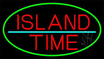 Custom Island Time With Green Border Neon Sign