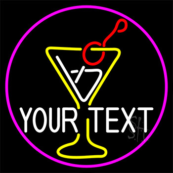 Custom Martini Glass With Pink Border Neon Sign