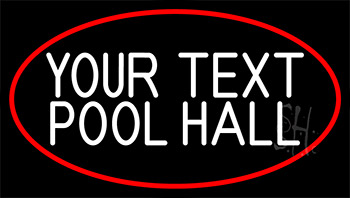 Custom Pool Hall With Red Border Neon Sign