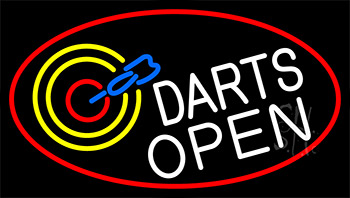 Dart Board Open With Red Border Neon Sign