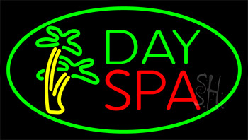 Day Spa With Palm Trees Neon Sign