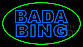 Double Stroke Blue Bada Bing With Green Border Neon Sign