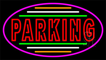 Double Stroke Parking With Pink Border Neon Sign