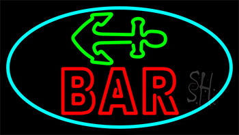 Double Stroke Red Bar With Anchor Neon Sign