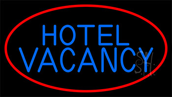 Hotel Vacancy With Blue Border Neon Sign