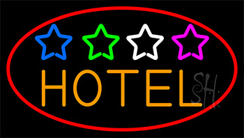 Hotel With Stars Neon Sign