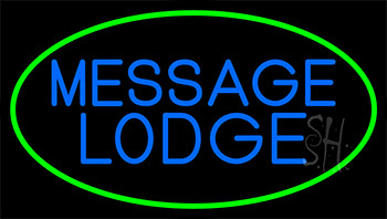 Message Lodge With Green Border Neon Sign