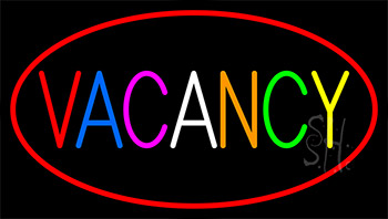 Multi Colored Vacancy With Red Border Neon Sign