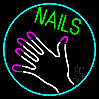 Nails With Hand Logo Neon Sign