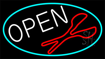 Open With Scissor Logo Neon Sign